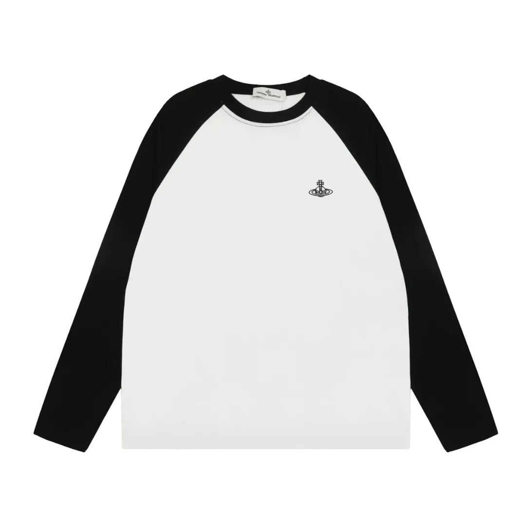 "Classic long sleeves" vivienne west wood Vivienne Saturn classic versatile raglan long sleeves Simple and fashionable, highly practical to wear inside and outside 2024's top hot style No need to say more, go straight to the details, full series of correct accessories, every detail is completely restored, and can be filled directly. Size: S M L Color: white and black, white pink, navy gray